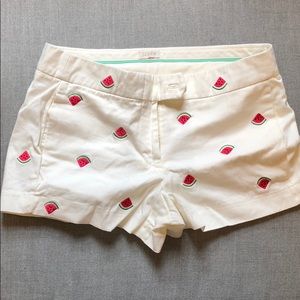 J. Crew Watermelon Embroidered White Shorts Size 4